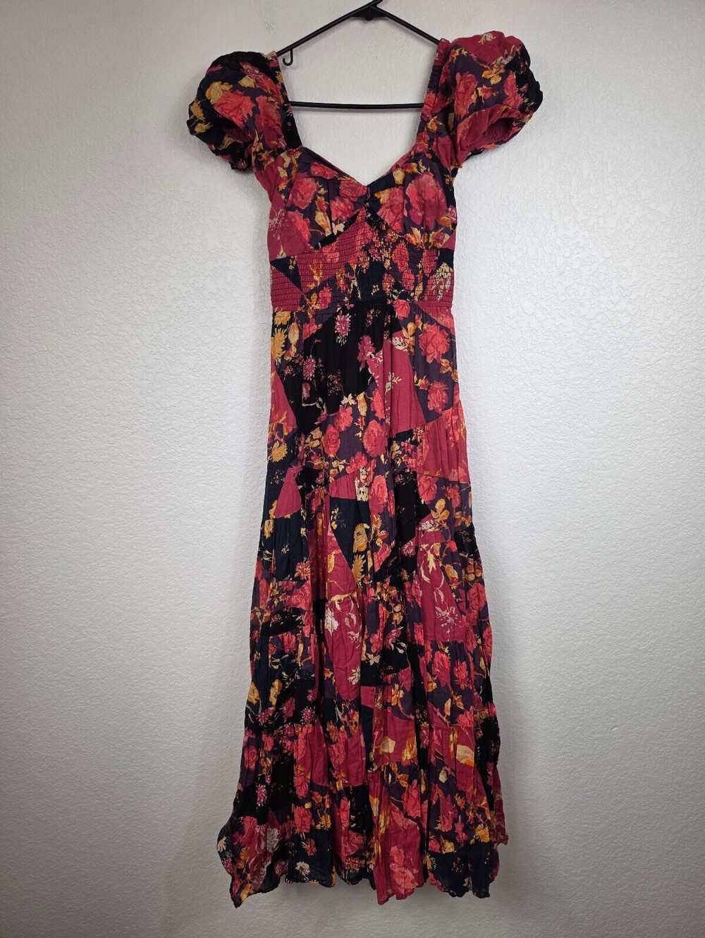 Free People Floral Puff Sleeve Maxi Dress Size Small